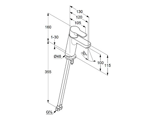 Однорычажный смеситель на умывальник Kludi Pure&Easy 372929165