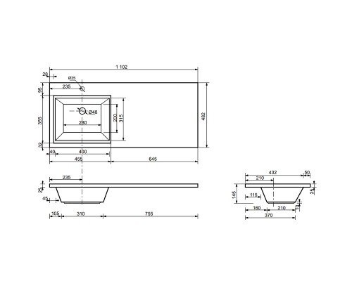 Тумба с раковиной Эстет Dallas Luxe 110 L ФР-00001965 Белая