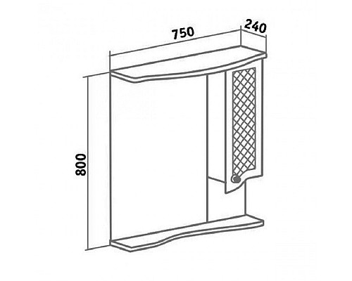 Зеркальный шкаф Runo Милано 75 УТ000002098 правый