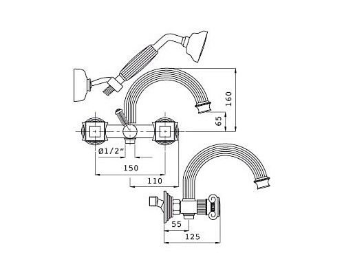 Смеситель для ванны Cezares APHRODITE-V-03/24-M