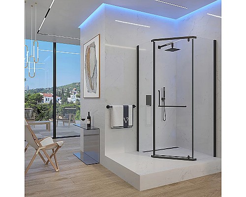 Душевой уголок Veconi Rovigo RV-36B 90x90 RV36B-90-01-C5 Черный матовый