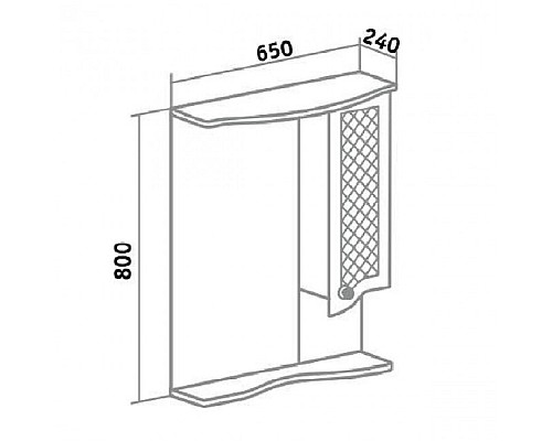Зеркальный шкаф Runo Милано 65 УТ000002097 правый