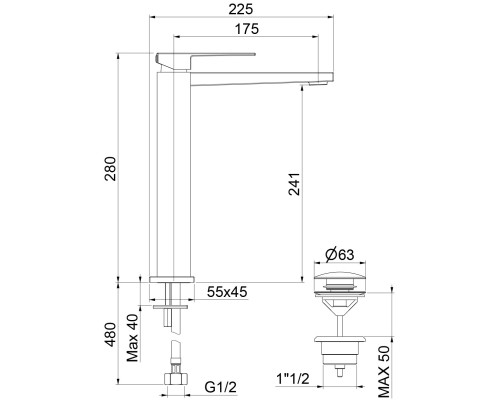 Смеситель для раковины Webert Pegaso PE830402560