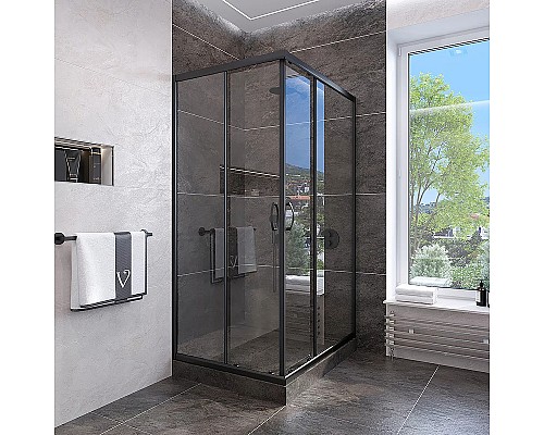 Душевой уголок Veconi Rovigo RV-113B 80x80 RV113B-80-01-C4 Черный матовый
