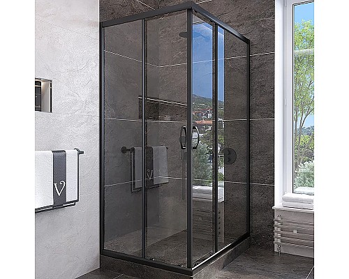 Душевой уголок Veconi Rovigo RV-113B 80x80 RV113B-80-01-C4 Черный матовый