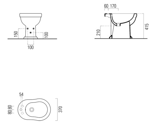 Биде GSI Classic 54 8762111 белое глянцевое