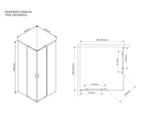 Душевой уголок Vincea Scala 90x90 Хром, арт