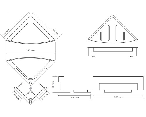 Полка корзина Bemeta Cytro 102208272 угловая Хром