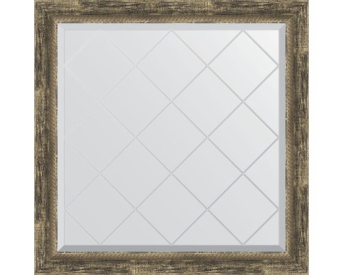 Зеркало Evoform Exclusive-G 83х83 BY 4307 с гравировкой в багетной раме - Старое дерево с плетением 70 мм