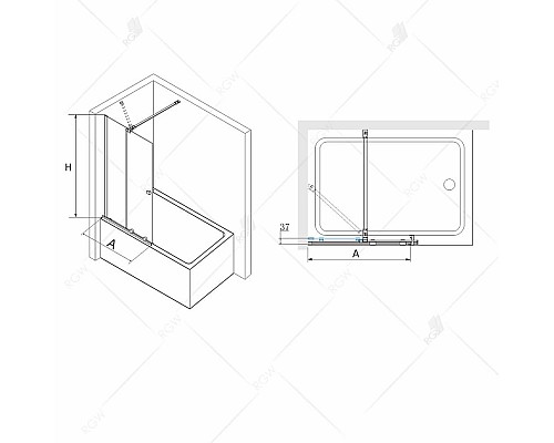 Шторка на ванну RGW SC-46 90 см