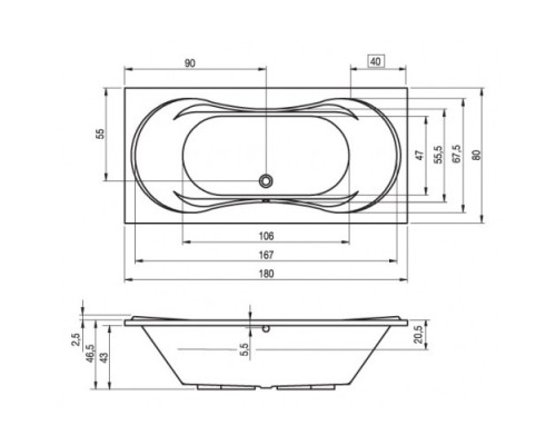 Прямоугольная ванна Riho Supreme 180x80 BA5500500000000