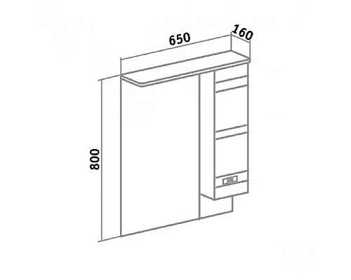 Зеркальный шкаф Runo Турин 65 УТ000002103 правый