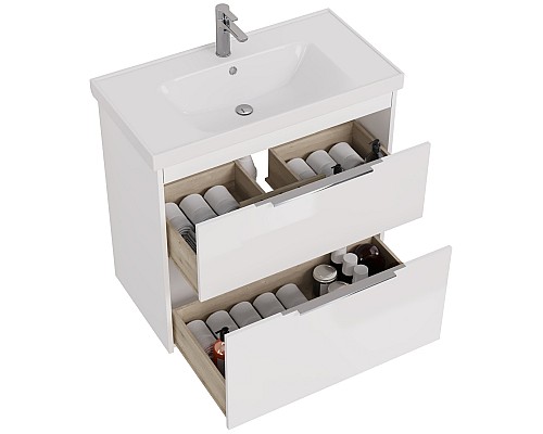 Тумба под раковину Dreja Prime 90 99.9302 подвесная Белый глянец