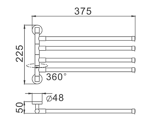 Полотенцедержатель Haiba HB8714 поворотный Черный