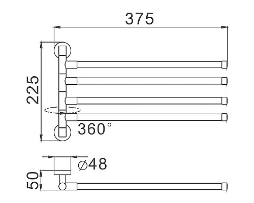 Полотенцедержатель Haiba HB8714 поворотный Черный