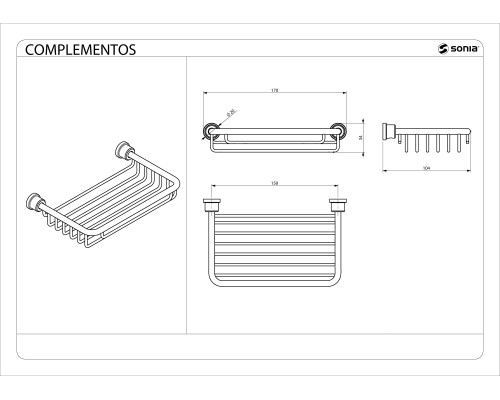 Полка решетка к стене черный Sonia 182824