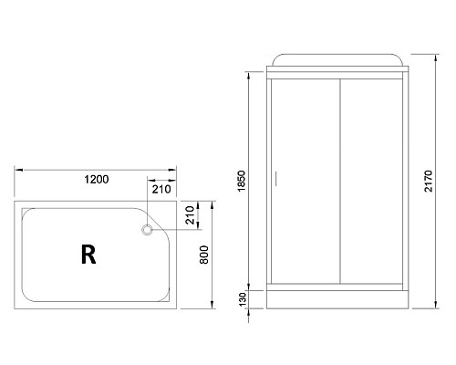 Душевая кабина Royal Bath HP 120х80 RB8120HP1-T-R без гидромассажа