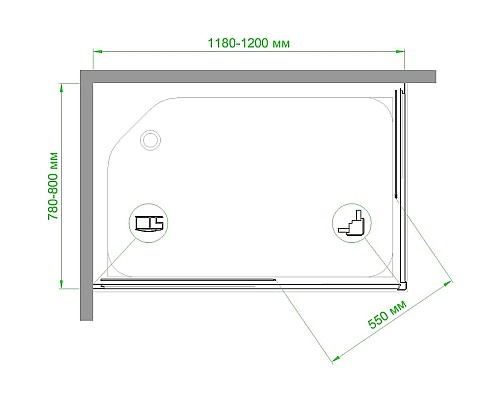 Душевой уголок Royal Bath HPD 120х80 RB8120HPD-T-BL профиль Черный стекло прозрачное
