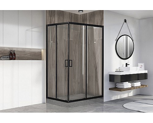 Душевой уголок Royal Bath HPD 120х80 RB8120HPD-T-BL профиль Черный стекло прозрачное
