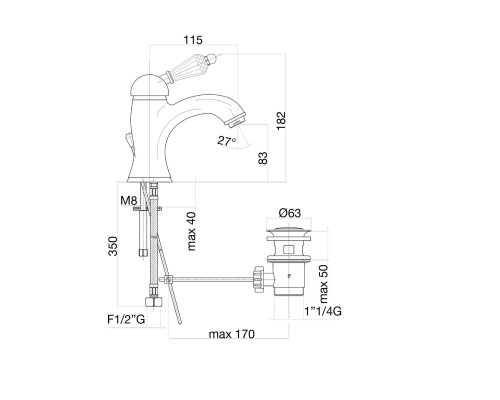Смеситель для раковины Fiore Imperial Sky Swarovski® 82ZZ5221 бронза