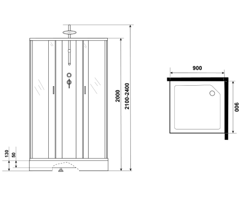 Душевая кабина Niagara Classic 90х90 NG-1101-14BKTG с гидромассажем