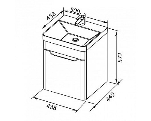 Тумба под раковину Aquanet София 50 201745 подвесная Белый глянец