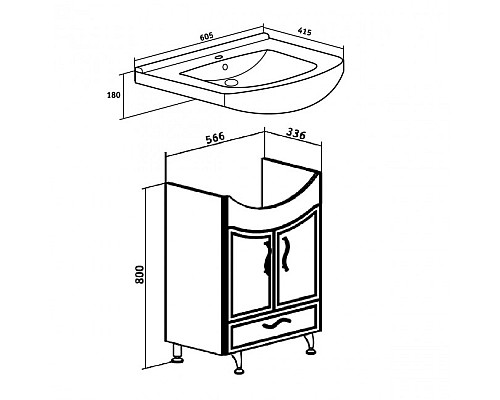 Тумба под раковину Runo СЕВИЛЬЯ 60 00000000791