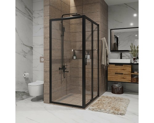 Душевая стенка Niagara Nova 80 NG-A80B профиль Черный стекло прозрачное