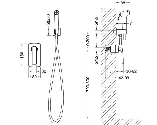 Гигиенический душ со смесителем Timo Helmi 4089/03SM Черный