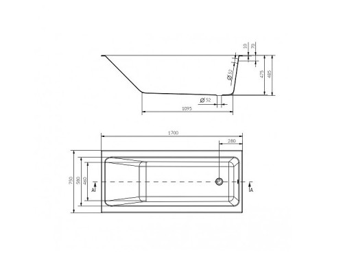 Акриловая ванна Cersanit Crea 170x75 P-WP-CREA*170NL