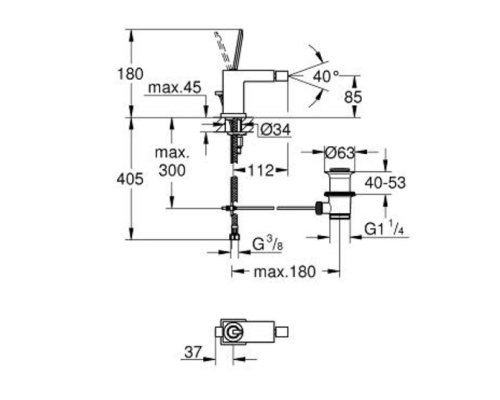 Смеситель Grohe для биде со сливным гарнитуром