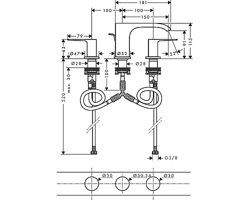 Смеситель для раковины Hansgrohe Vivenis 75033670 Черный матовый