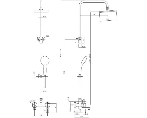 Душевая стойка Aquanet Passion S3 AF300-72-S-B
