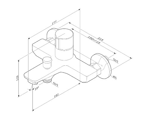 Смеситель для ванны AM.PM X-Joy F85A10522 Черный матовый