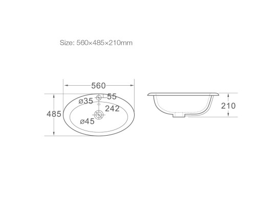 Раковина керамическая врезная сверху SantiLine SL-2107