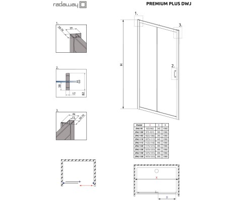 Душевая дверь Radaway Premium Plus DWJ 120 профиль Хром стекло прозрачное