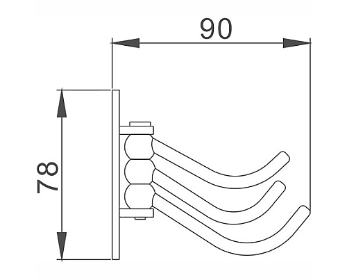 Тройной крючок Haiba HB208-3 Хром