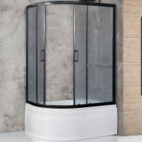 Душевой уголок Royal Bath ВК 120х80 RB8120BK-C-BL-R профиль Черный стекло матовое