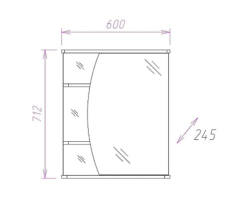 Зеркальный шкаф Onika Луна 60.01 R 206014 с подсветкой Белый