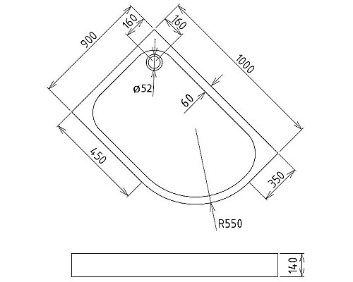 Акриловый поддон для душа Gemy 100х90 ST19 L Белый