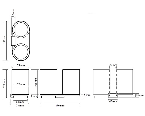 Стакан для зубных щеток Bemeta Galla 108110020 двойной Белый матовый