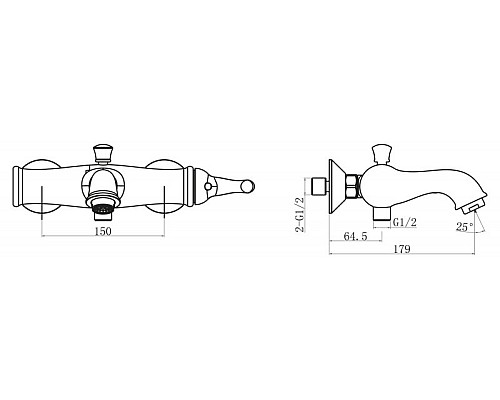 Смеситель для ванны и душа BelBagno TIF-VASM-CRM