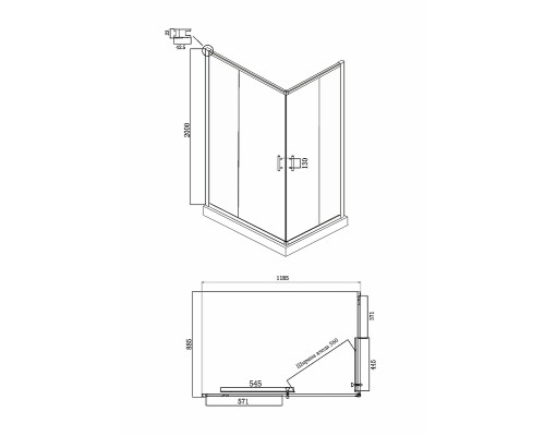 Душевой уголок Ambassador Kingston 120x90 профиль Хром стекло прозрачное