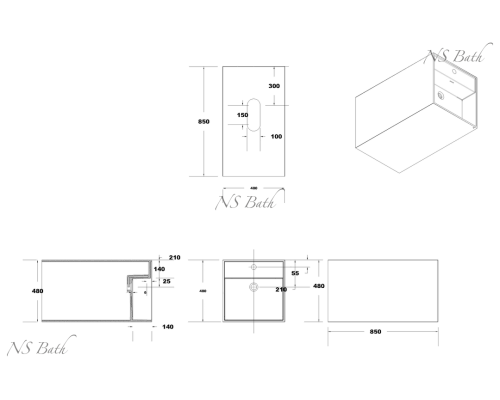 Раковина из искусственного камня NSBath NSF-48480G глянцевая