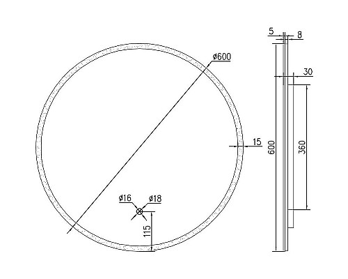 Зеркало Excellent Lumiro 60 DOEX.LU060.AC с подсветкой с сенсорным выключателем