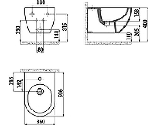 Биде Creavit Free FE510-00BM00E-0000 подвесное Базальт матовое