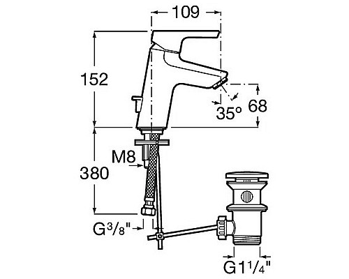 Смеситель для раковины Roca Malva 5A303BC0M Хром