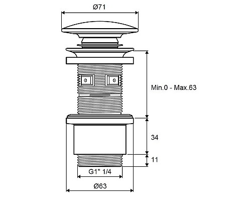 Пробка "click-clack" к сифону Excellent белый глянец