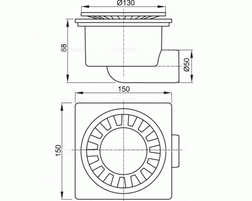 Трап для душа Alcaplast APV15 с решеткой Хром