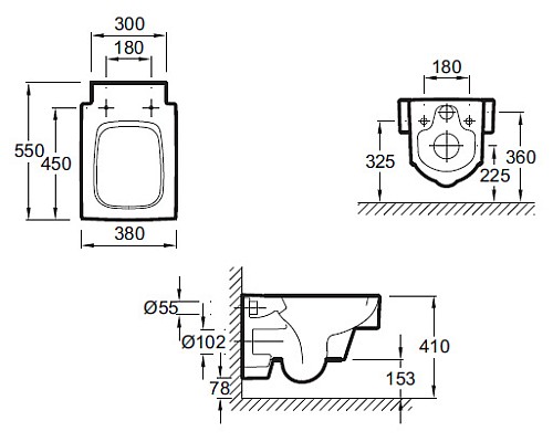 Подвесной унитаз Jacob Delafon 55 х 38 см EDA10200